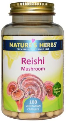 Natures Herbs, Reishi Mushroom, 100 Veggie Caps ,المكملات الغذائية، الفطر الطبية، الفطر ريشي، كبسولات الفطر