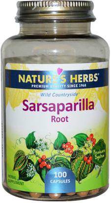 Natures Herbs, Sarsaparilla Root, 100 Capsules ,الأعشاب، سارساباريلا استخراج سميلاكس