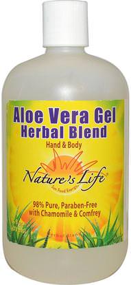 Natures Life, Aloe Vera Gel Herbal Blend, Hand & Body, 16 fl oz (473 ml) ,المكملات الغذائية، الألوة فيرا، الصحة