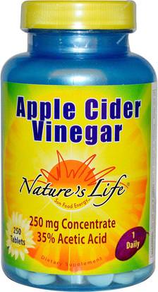 Natures Life, Apple Cider Vinegar, 250 mg, 250 Tablets ,المكملات الغذائية، خل التفاح