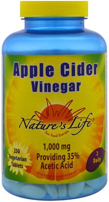 Natures Life, Apple Cider Vinegar, 250 Veggie Tabs ,المكملات الغذائية، خل التفاح