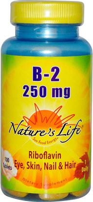 Natures Life, B-2 Riboflavin, 250 mg, 100 Tablets ,الفيتامينات، فيتامين ب، فيتامين b2 - الريبوفلافين