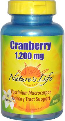 Natures Life, Cranberry, 1,200 mg, 60 Tablets ,الأعشاب، عصير التوت البري استخراج