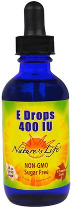 Natures Life, E Drops, 400 IU, 2 fl oz (60 ml) ,الفيتامينات، فيتامين e، فيتامين e مختلطة توكوفيرولز