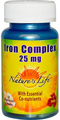 Natures Life, Iron Complex, 25 mg, 50 Veggie Caps ,المكملات الغذائية، والمعادن، والحديد