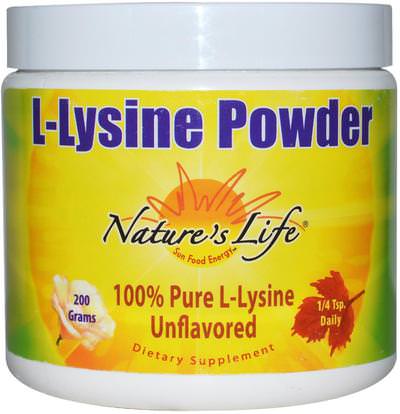 Natures Life, L-Lysine Powder, Unflavored, 200 g ,المكملات الغذائية، والأحماض الأمينية، ل يسين