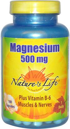 Natures Life, Magnesium, 500 mg, 100 Capsules ,المكملات الغذائية، المعادن، المغنيسيوم