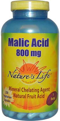 Natures Life, Malic Acid, 800 mg, 250 Veggie Caps ,والمكملات الغذائية، والمعادن، وحمض الماليك المغنيسيوم