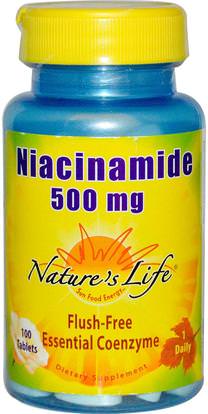 Natures Life, Niacinamide, 500 mg, 100 Tablets ,الفيتامينات، فيتامين ب، فيتامين b3، فيتامين b3 - نياكيناميدي