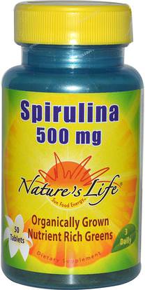 Natures Life, Spirulina, 500 mg, 50 Tablets ,المكملات الغذائية، سبيرولينا