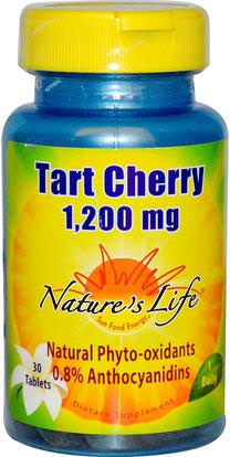 Natures Life, Tart Cherry, 1,200 mg, 30 Tablets ,المكملات الغذائية، مقتطفات الفاكهة، الكرز (الفاكهة السوداء البرية)