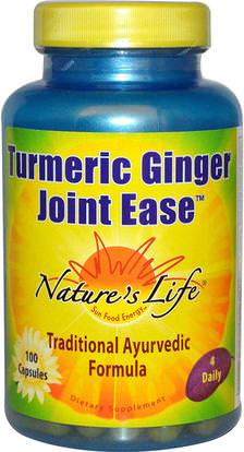 Natures Life, Turmeric Ginger Joint Ease, 100 Capsules ,المكملات الغذائية، مضادات الأكسدة، الكركمين، الكركم