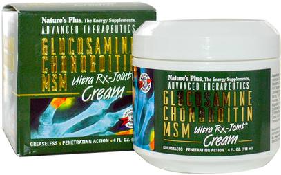 Natures Plus, Advanced Therapeutics, Glucosamine Chondroitin MSM, Ultra Rx-Joint Cream, 4 fl oz (118 ml) ,المكملات الغذائية، الجلوكوزامين