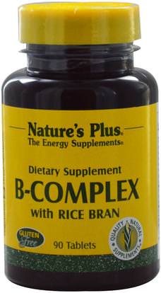 Natures Plus, B-Complex with Rice Bran, 90 Tablets ,المكملات الغذائية، نخالة الأرز، فيتامين ب المعقدة