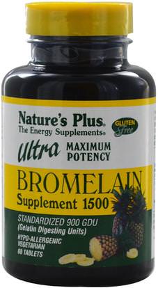 Natures Plus, Bromelain Supplement 1500, Ultra Maximum Potency, 60 Tablets ,الصحة، المرأة، المكملات الغذائية، الإنزيمات، بروميلين