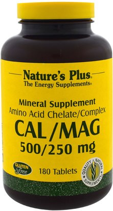 Natures Plus, Cal/Mag, 500/250 mg, 180 Tablets ,والمكملات الغذائية، والمعادن، والكالسيوم والمغنيسيوم