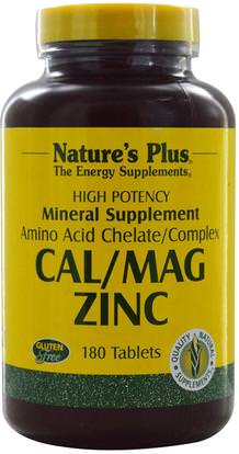 Natures Plus, Cal/Mag Zinc, 180 Tablets ,والمكملات الغذائية، والمعادن، والكالسيوم والمغنيسيوم