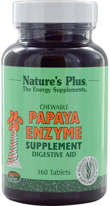 Natures Plus, Chewable Papaya Enzyme Supplement, 360 Tablets ,المكملات الغذائية، الانزيمات، البابايا غراء، الانزيمات الهاضمة