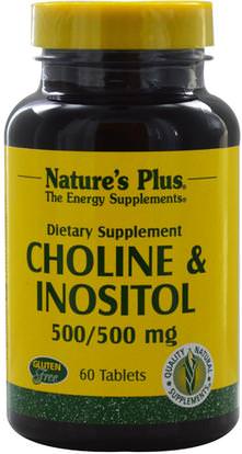 Natures Plus, Choline & Inositol, 500/500 mg, 60 Tablets ,الفيتامينات، الكولين و إينوزيتول