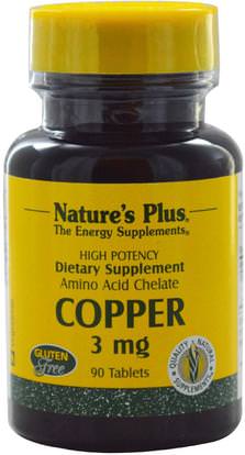 Natures Plus, Copper, 3 mg, 90 Tablets ,المكملات الغذائية، والمعادن، والنحاس