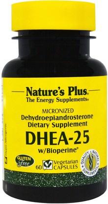 Natures Plus, DHEA-25 With Bioperine, 60 Veggie Caps ,المكملات الغذائية، مضادات الأكسدة، بريغنينولون