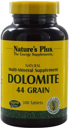 Natures Plus, Dolomite, 44 Grain, 300 Tablets ,المكملات الغذائية، المعادن، الكالسيوم والمغنيسيوم، الدولوميت
