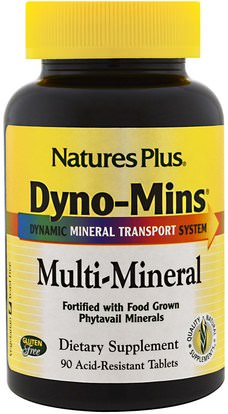 Natures Plus, Dyno-Mins, Multi-Mineral, 90 Acid-Resistant Tablets ,المكملات الغذائية، المعادن، المعادن المتعددة