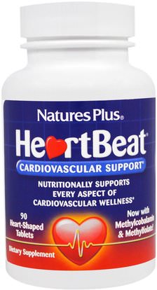 Natures Plus, HeartBeat, Cardiovascular Support, 90 Heart-Shaped Tablets ,والصحة، والقلب القلب والأوعية الدموية، ودعم القلب