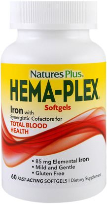 Natures Plus, Hema-Plex, 60 Fast-Acting Softgels ,الفيتامينات، المكملات الغذائية، المعادن