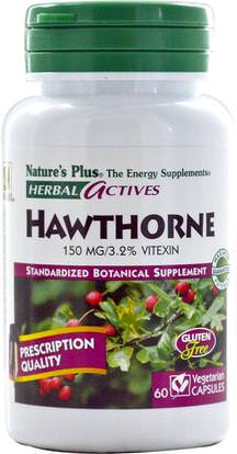 Natures Plus, Herbal Actives, Hawthorne, 150 mg, 60 Veggie Caps ,الأعشاب، الزعرور