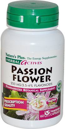 Natures Plus, Herbal Actives, Passion Flower, 250 mg, 60 Veggie Caps ,الأعشاب، زهرة العاطفة