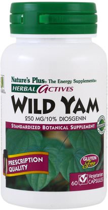 Natures Plus, Herbal Actives, Wild Yam, 250 mg, 60 Veggie Caps ,والصحة، والنساء، واليام البرية