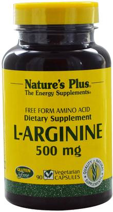 Natures Plus, L-Arginine, 500 mg, 90 Veggie Caps ,المكملات الغذائية، والأحماض الأمينية، ل أرجينين، والصحة، والرجال