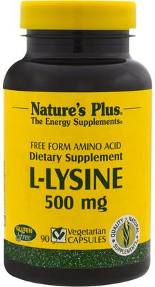 Natures Plus, L-Lysine, 500 mg, 90 Veggie Caps ,المكملات الغذائية، والأحماض الأمينية، ل يسين