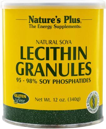 Natures Plus, Lecithin Granules, Natural Soya, 12 oz (340 g) ,المكملات الغذائية، الليسيثين، شحمي