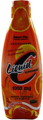 Natures Plus, Liquid C Supplement, Natural Orange Flavor, 1000 mg, 30 fl oz (887.10 ml) ,الفيتامينات، فيتامين ج، فيتامين ج السائل