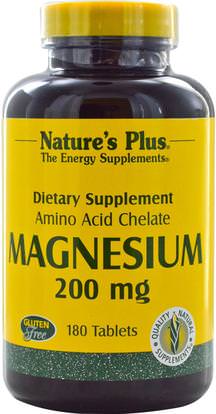 Natures Plus, Magnesium, 200 mg, 180 Tablets ,المكملات الغذائية، والأحماض الأمينية