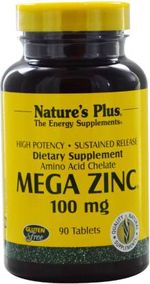 Natures Plus, Mega Zinc, 100 mg, 90 Tablets ,المكملات الغذائية، المعادن، الزنك