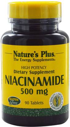 Natures Plus, Niacinamide, 500 mg, 90 Tablets ,الفيتامينات، فيتامين ب، فيتامين b3، فيتامين b3 - نياكيناميدي