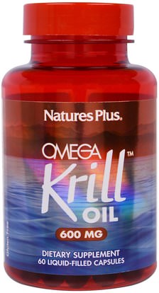 Natures Plus, Omega Krill Oil, 600 mg, 60 Liquid-Filled Capsules ,الصحة، المرأة، المكملات الغذائية، إيفا أوميجا 3 6 9 (إيبا دا)، كريل أويل