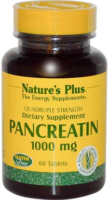 Natures Plus, Pancreatin, 1000 mg, 60 Tablets ,المكملات الغذائية، الإنزيمات، البنكرياتين