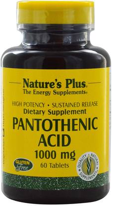 Natures Plus, Pantothenic Acid, 1000 mg, 60 Tablets ,الفيتامينات، فيتامين ب، فيتامين b5 - حمض البانتوثنيك