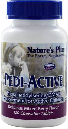 Natures Plus, Pedi-Active, Supplement For Active Children, Mixed Berry Flavor, 120 Chewable Tablets ,والمكملات الغذائية، فسفاتيديل، والمكملات الغذائية الأطفال