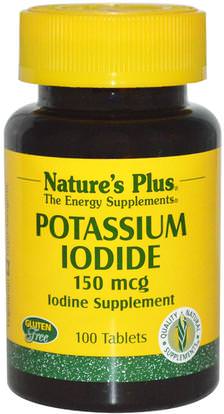Natures Plus, Potassium Iodide, 150 mcg, 100 Tablets ,المكملات الغذائية، المعادن، اليود، يوديد البوتاسيوم