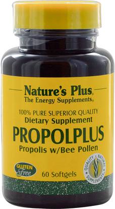 Natures Plus, Propolplus, Propolis w/Bee Pollen, 60 Softgels ,المكملات الغذائية، منتجات النحل، دنج النحل، لقاح النحل