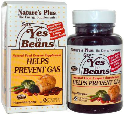 Natures Plus, Say Yes to Beans, 60 Veggie Caps ,والمكملات الغذائية، والإنزيمات الهاضمة