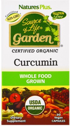 Natures Plus, Source of Life Garden, Curcumin, 30 Veggie Caps ,المكملات الغذائية، مضادات الأكسدة، الكركمين