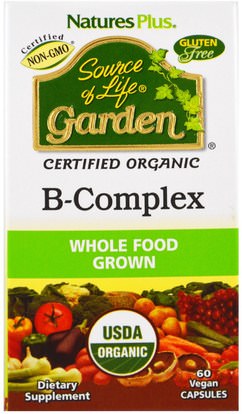 Natures Plus, Source of Life Garden, Organic B-Complex, 60 Veggie Caps ,الفيتامينات، فيتامين ب