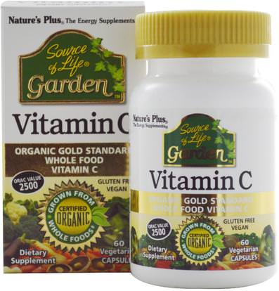 Natures Plus, Source of Life, Garden, Vitamin C, 60 Veggie Caps ,الفيتامينات، فيتامين ج