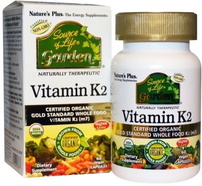 Natures Plus, Source of Life, Garden, Vitamin K2, 60 Vegan Caps ,الفيتامينات، فيتامين k